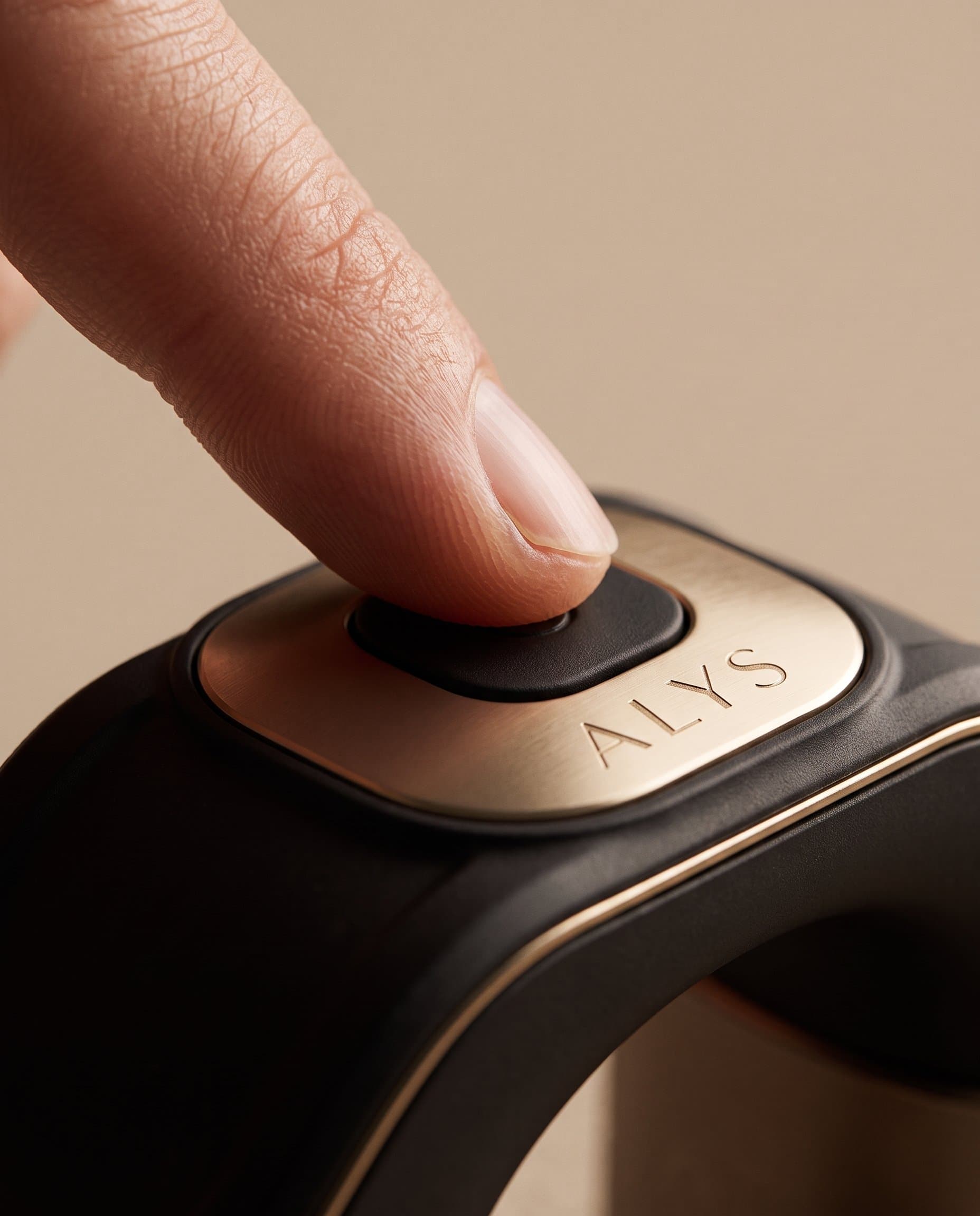 Macro of ALYS CORE control detail, finger on button